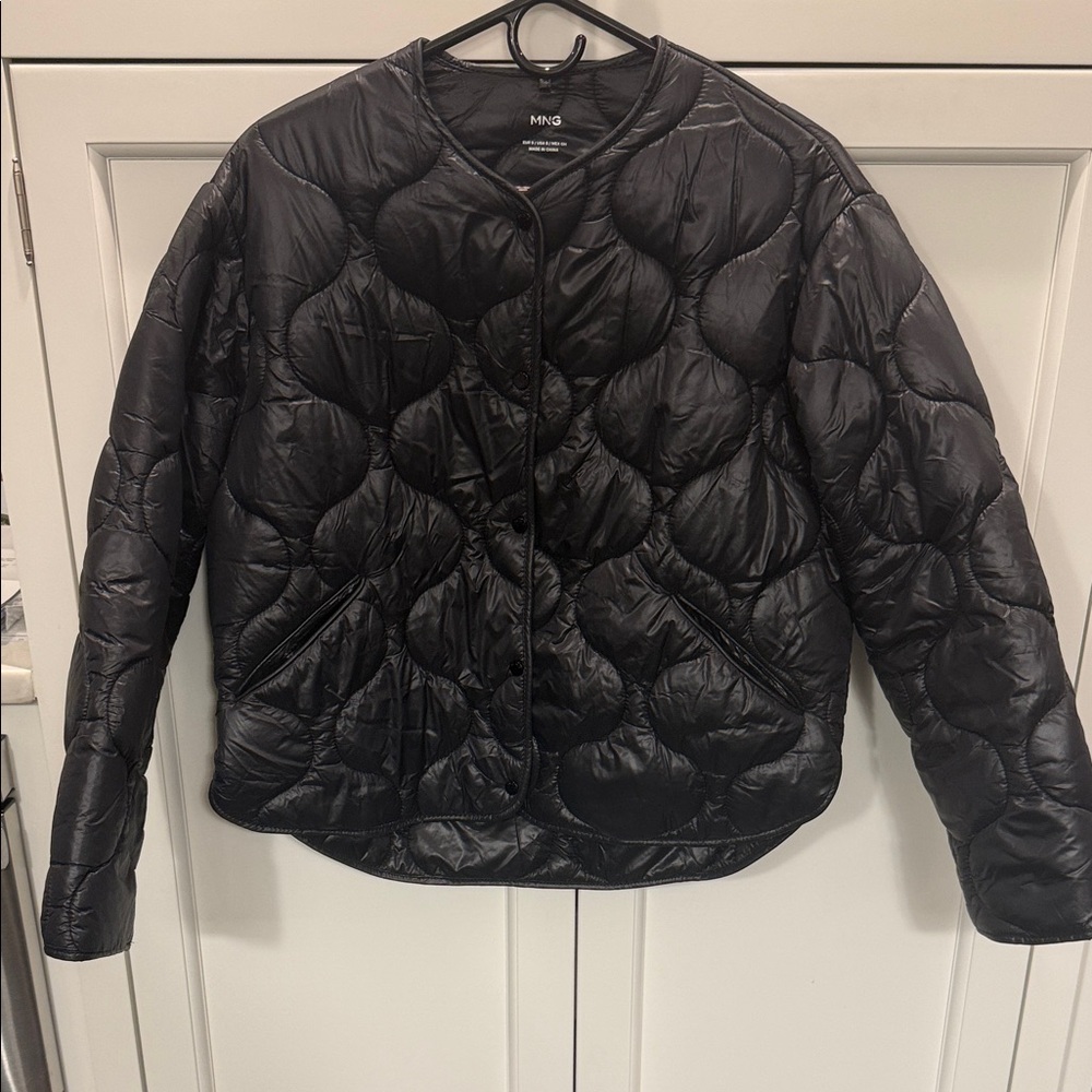 Mango Black Quilted Puffer Jacket